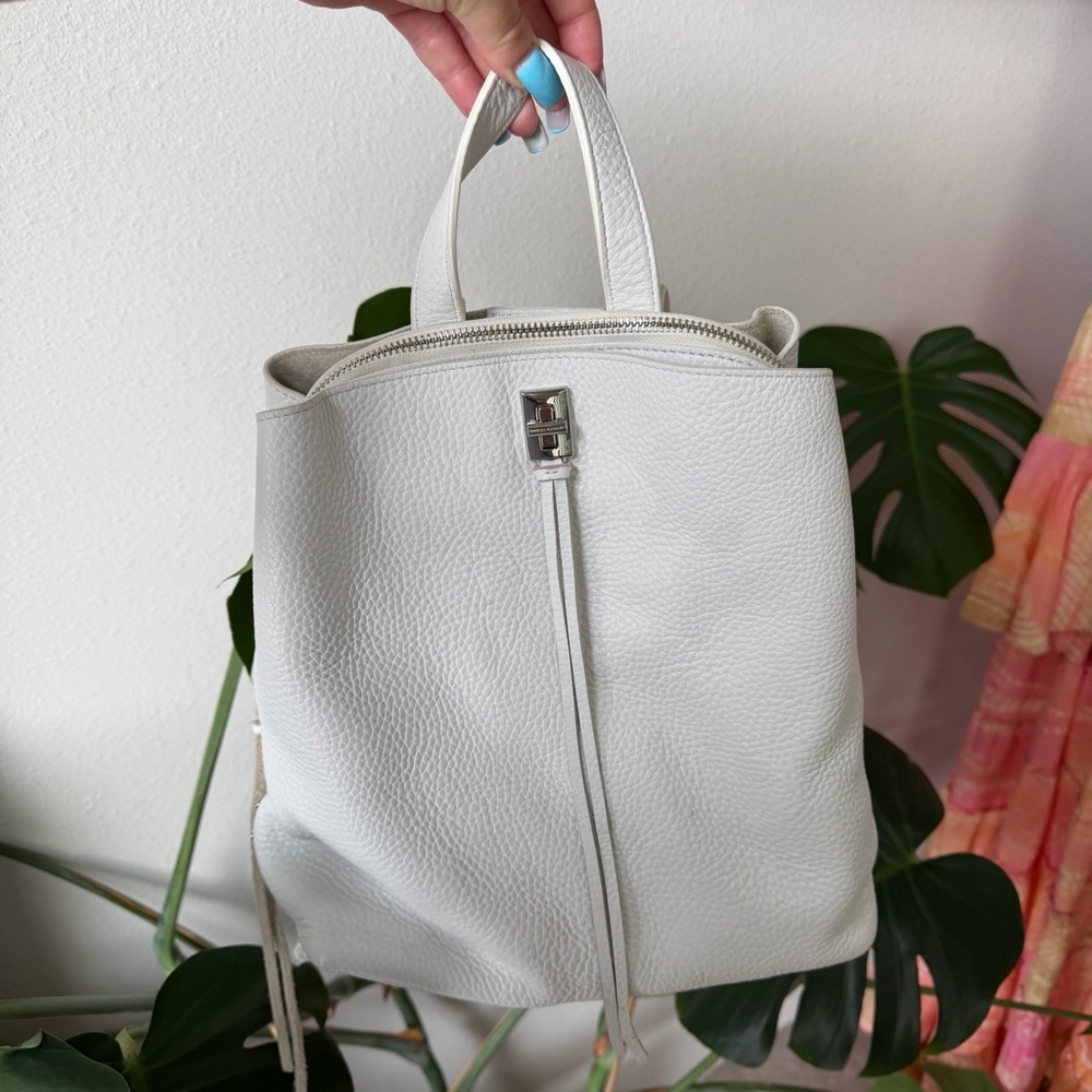 Rebecca Minkoff Darren Backpack White Leather Tassel Mini Backpack 🌟